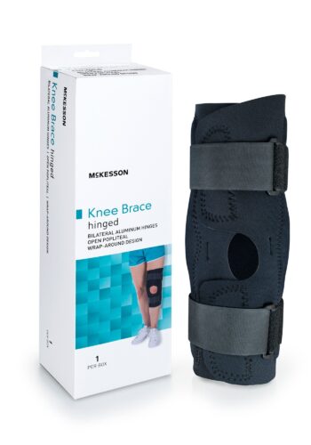 McKesson Professional Hinged Wraparound Knee Brace – Open Patella (Black)