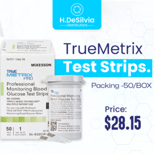 TrueMetrix PRO Professional Monitoring Blood Glucose Test Strips – 50 Per Box